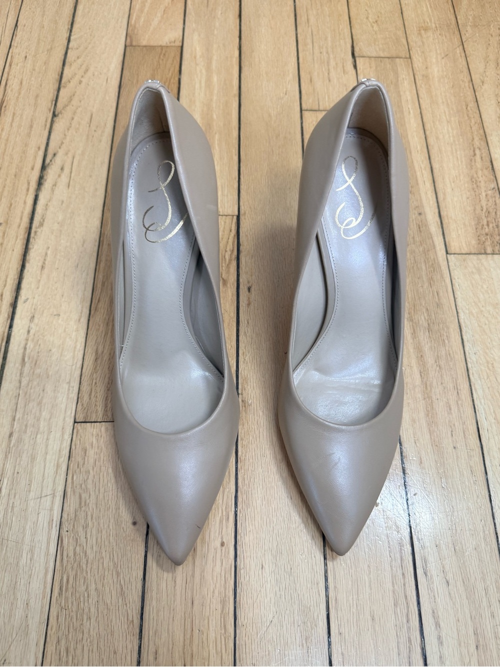 Sam Edelman Nude Pointed-Toe Leather Pumps